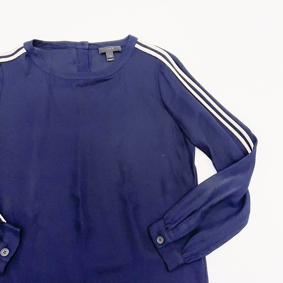J. Crew Long Sleeve Blouse Striped Accent SZ 00 - Picture 2 of 4
